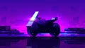 Futuristic cyberpunk motorcycle on night city background