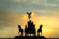 Dark silhouette impression at sunset of the Quadriga of the Brandenburg Gate in Berlin, Germany