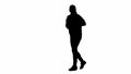 Dark silhouette of a running woman on a white background. Alpha channel.