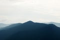 Dark silhouettes of mountains at sunset. Mountain landscape