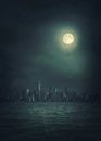 Dark sity in the night Royalty Free Stock Photo