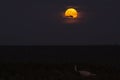 Moonlight from Glowing Orb of Supermoon in Dark Sky and Cloud Silhouettes Royalty Free Stock Photo