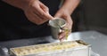 Man cooking home made bread Royalty Free Stock Photo