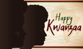 Dark Skinned Male and Female Silhouettes for Kwanzaa Celebration, Vector Illustration