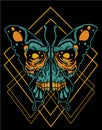 Dark skull butterfly tshirt design