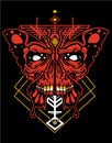 Dark skull butterfly tshirt design