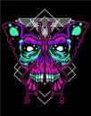 Dark skull mask butterfly tshirt design