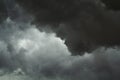 The dark sky with black clouds covered before the big storm will enter. The big powerful storm clouds before a thunder-storm