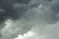 The dark sky with black clouds covered before the big storm will enter. The big powerful storm clouds before a thunder-storm Royalty Free Stock Photo