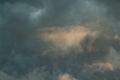 The dark sky with black clouds covered before the big storm will enter. The big powerful storm clouds before a thunder-storm Royalty Free Stock Photo