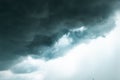 Dark sky and black clouds before rainy, Dramatic black cloud and thunderstorm .half of sky .season change Royalty Free Stock Photo