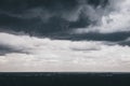 Dark sky and black clouds before rainy, Dramatic black cloud thunderstorm Royalty Free Stock Photo