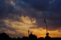 Dark sky with clouds at sunset on evening natural background.