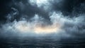 Dark sky over water, ominous storm clouds gather generated by AI