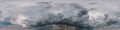 Dark sky before storm with black beautiful clouds. Seamless hdri panorama 360 degrees angle view  with zenith for use in 3d Royalty Free Stock Photo