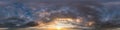 Dark sky before sunset with beautiful awesome clouds. Seamless hdri panorama 360 degrees angle view with zenith for use in 3d Royalty Free Stock Photo