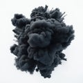 Dark smoke explosion fills space. Massive cloud of black smoke erupts. Top view shows chaotic smoke patterns. Dramatic and Royalty Free Stock Photo