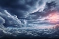 Dark and sorrowful sky backdrop, cloudscape evokes a sense of loss
