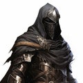 Eerie Crowcore Knight In Dark Bronze Armor And Ritualistic Mask