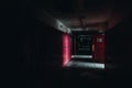 Dark, Spooky Hallway + Red Lockers - Abandoned Gladstone School - Pittsburgh, Pennsylvania