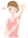 Dark spot under womanÃ¢â¬â¢s arm. woman armpit hair removal. beauty and healthy skin care concept