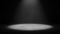 Dark Stage with a Single Bright Spotlight Illuminating a Cracked Concrete Floor in the Center Royalty Free Stock Photo