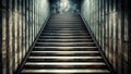 Mystical Depths: High Angle View of Dark Staircase with Grunge Background and Black-White Striped Bottom - Generative AI Royalty Free Stock Photo