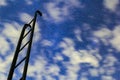 the dark stairs to the night starry sky with clouds Royalty Free Stock Photo