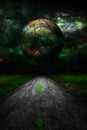 Dark star over rural road landscape Royalty Free Stock Photo