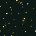 Dark starry sky hand drawing seamless pattern