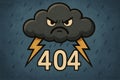 Dark Storm Cloud With Angry Expression and Lightning Bolts Illustrating Error 404 Concept on Textured Background Royalty Free Stock Photo