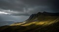 Generative AI. Dramatic storm clouds gathering over rugged mountain landscape Royalty Free Stock Photo