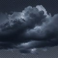 Dark storm clouds with lightning strikes on transparent background Royalty Free Stock Photo