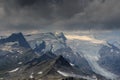 Dark storm clouds over mountain Grossvenediger and glacier, Hohe Tauern Alps, Austria Royalty Free Stock Photo