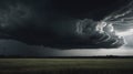 Dark Storm Clouds Over Open Field Dramatic Weather Scene Royalty Free Stock Photo