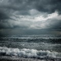 Dark storm clouds and sea