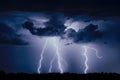 Dark storm with lightning strikes and ominous clouds intense, electrifying power captured