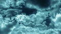 Dark stormy clouds. animation of flying through clouds and spining