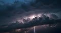 dark stormy clouds with lightning in the sky Royalty Free Stock Photo