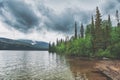 Dark stormy clouds under lake. Dramatic landscape Royalty Free Stock Photo