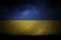 A Dark Stormy Day with the Colours of the Ukraine Flag, a Background with Empty Space for Text.
