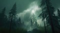 A dark and stormy night in the forest. AIG51A Royalty Free Stock Photo