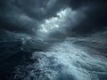 Dark Stormy Ocean Waves Under Heavy Clouds Royalty Free Stock Photo