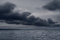 Dark stormy sea and dramatic clouds, gloomy nature