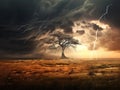 Ai Generated illustration Wildlife Concept of Dark Stormy Skies Royalty Free Stock Photo