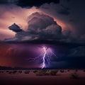 Dark stormy sky, clouds, lightning flash, beautiful unusual landscape