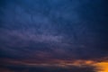 Dark stormy sky. Gloomy clouds. Overcast weather