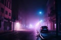 Dark street, night smog and smoke neon light. Dark background of the night city Royalty Free Stock Photo