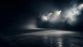 Dark Studio with Dramatic Lighting and Smoke Effects Creating an Atmospheric Scene Keywords: studio, dark, lighting Royalty Free Stock Photo