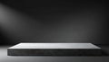 Dark Studio with Smooth Concrete Platform Edge and Minimal Background for Display Royalty Free Stock Photo